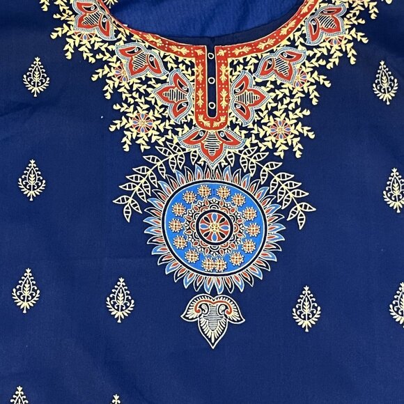 Lapogee India Blue Gold Polyester Dress New With Tags Women Size XL - Picture 3 of 16